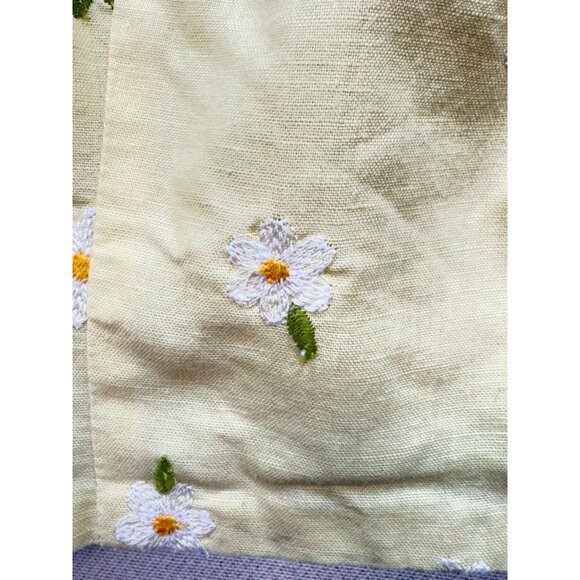 Forever 21 Women's Crop Top Size M Yellow Floral Embroidered Casual Summer Smock - Picture 5 of 11